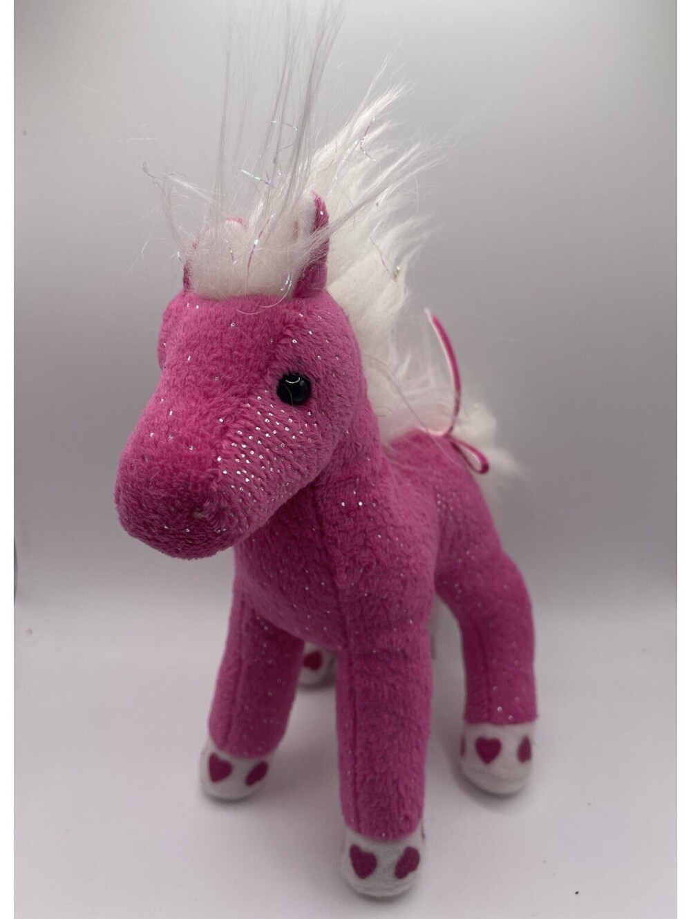 Douglas Crystal Pink Sparkle Horse Plush Stuffed Animal 7" Glitter Hair Pony